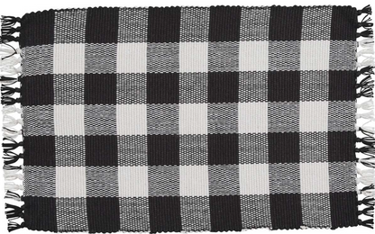 Wicklow Check Yarn Placemat - Black & White
