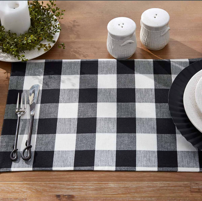 Wicklow Check Backed Placemat - Black & Cream