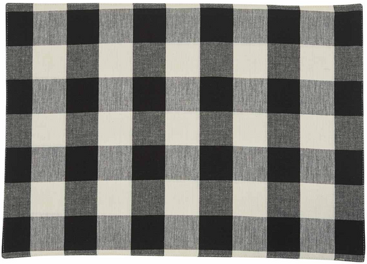 Wicklow Check Backed Placemat - Black & Cream